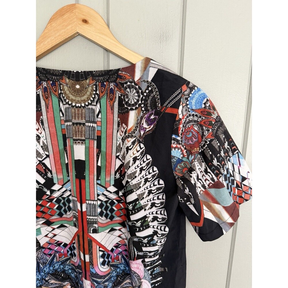 Alexis Fidra Top XS V-Neck Short Sleeves Multicolor Chiffon Jewel Print - Picture 7 of 8